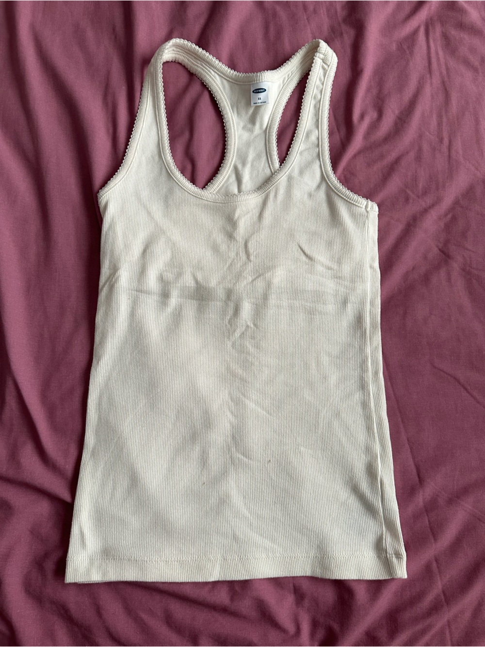 Old Navy Cream Ribbed Racerback Tank